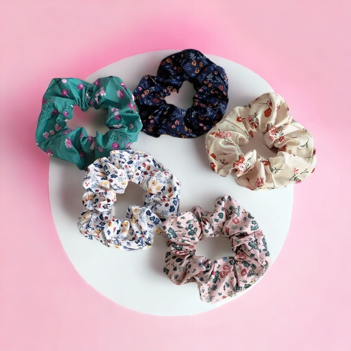 5er-Set Haargummis mit Blumenmuster