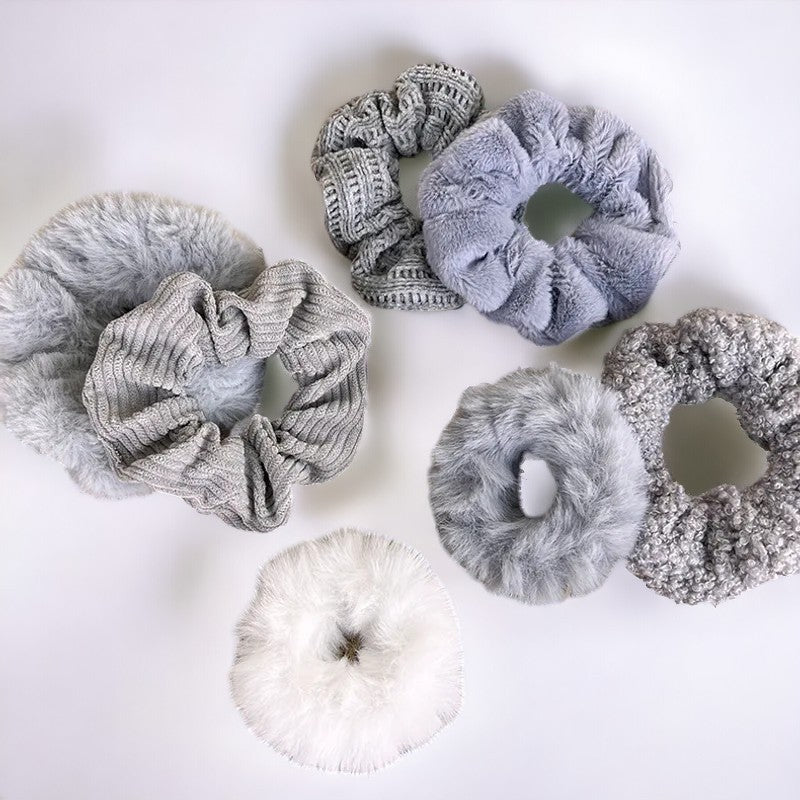 7er-Set weiche graue Haargummis