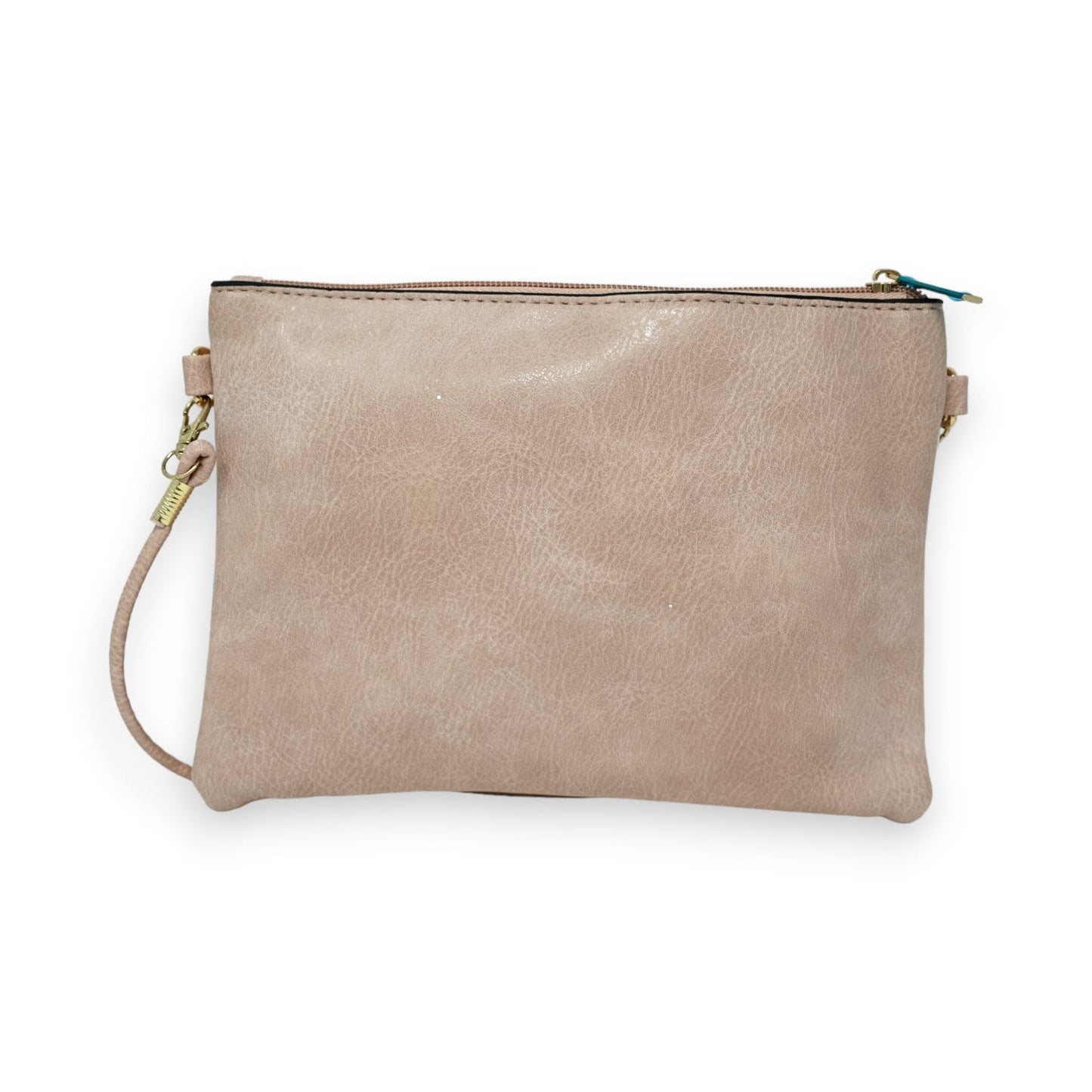 Elegante Clutch-Tasche in Altrosa aus Kunstleder mit Reißverschluss und abnehmbarem Schulterriemen