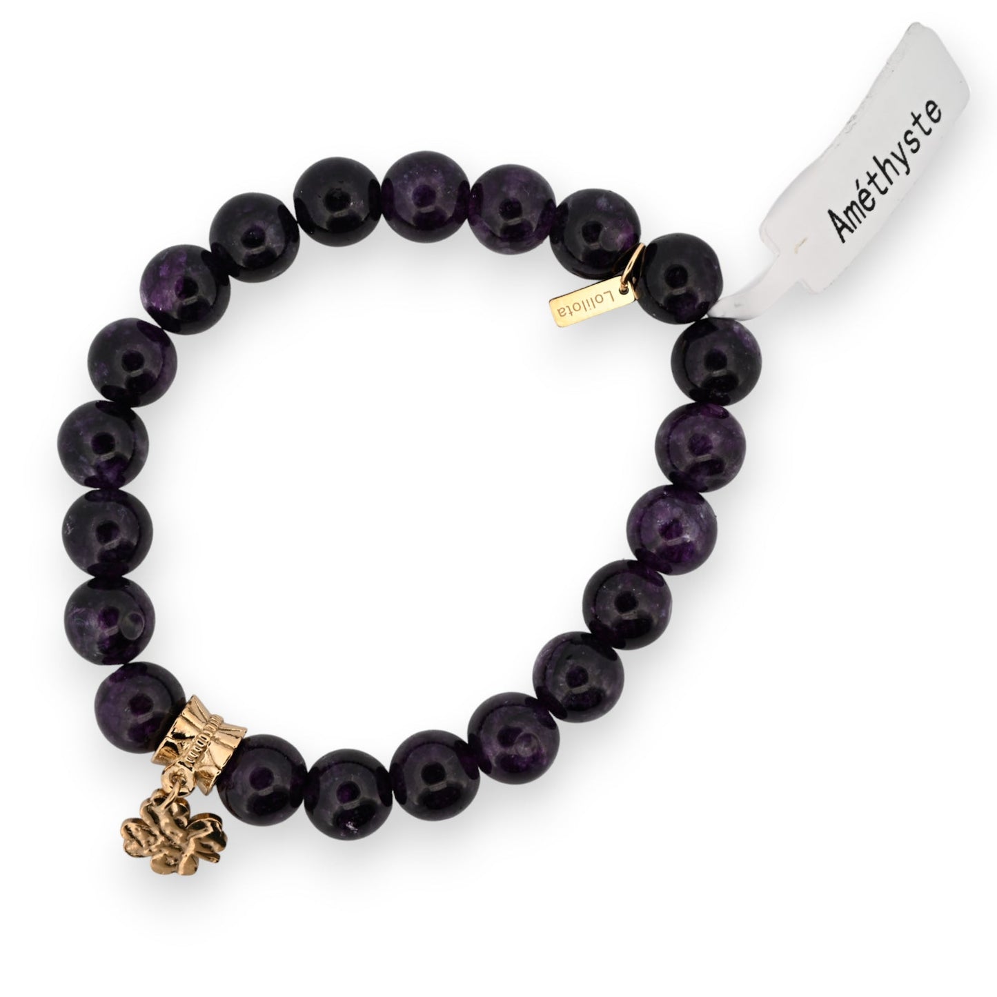 Armband aus Amethyst und Kleeblatt-Anhänger