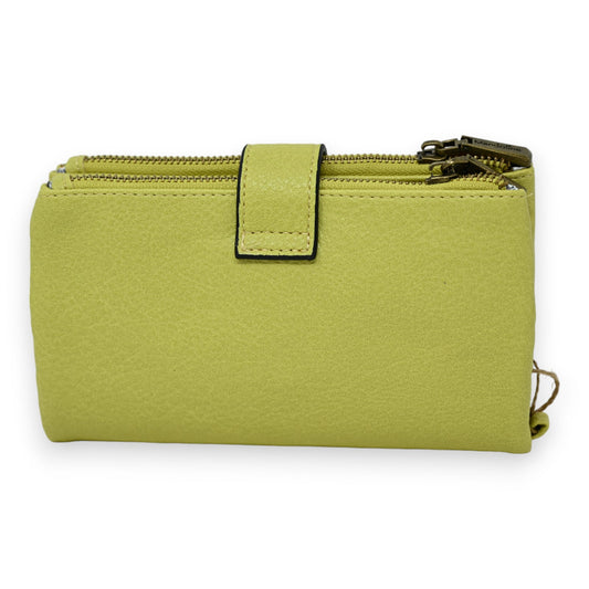 Anisgrüne Leder-Geldbörse mit Reißverschluss und Druckknopfverschluss, kompaktes Design für Münzen und Karten