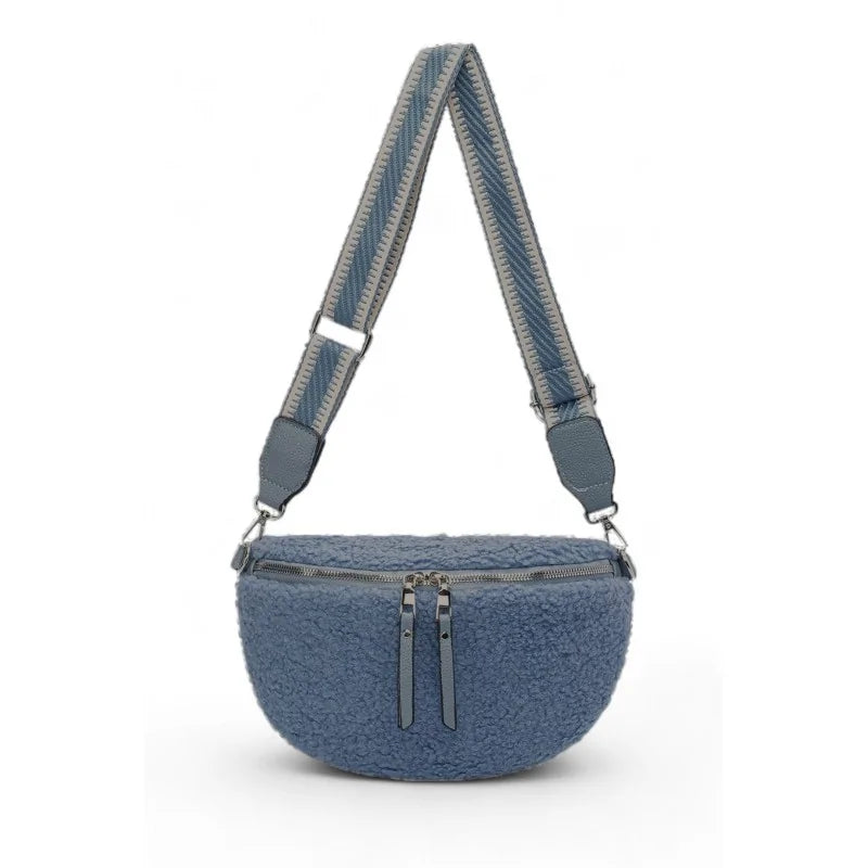 Bauchtasche Umhängetasche Kunstfell Blau von David Jones