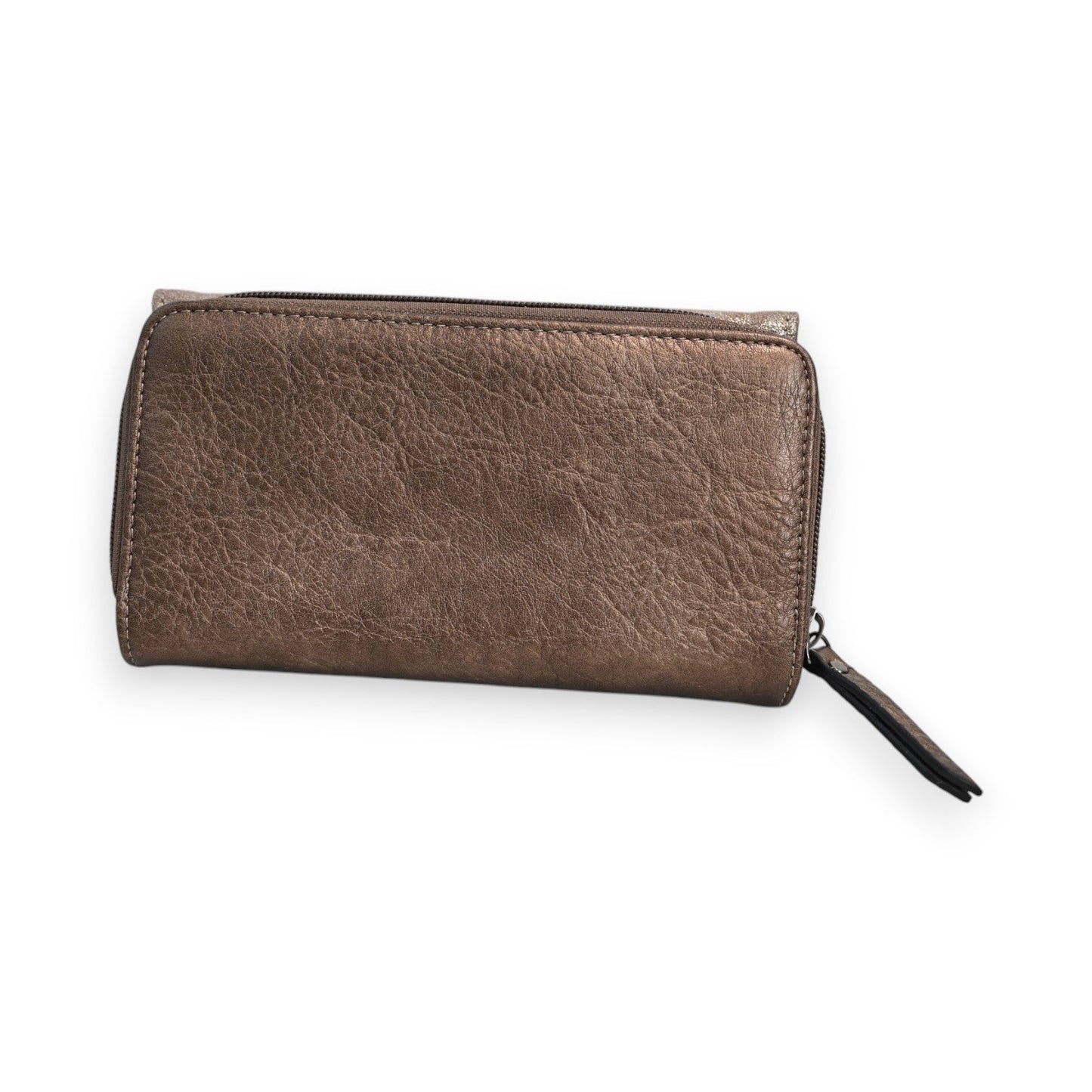 Braune Ledergeldbörse mit Reißverschluss, elegant und geräumig, aus weichem Leder mit strukturierter Oberfläche