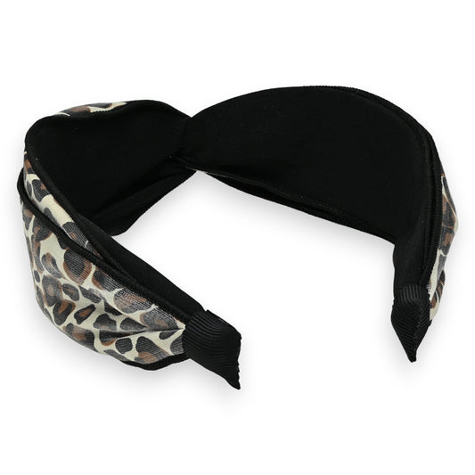 Breites Haarband mit Leopardenmuster und schwarzem Stoff, stylisches Accessoire für Damen, modisches Kopfband
