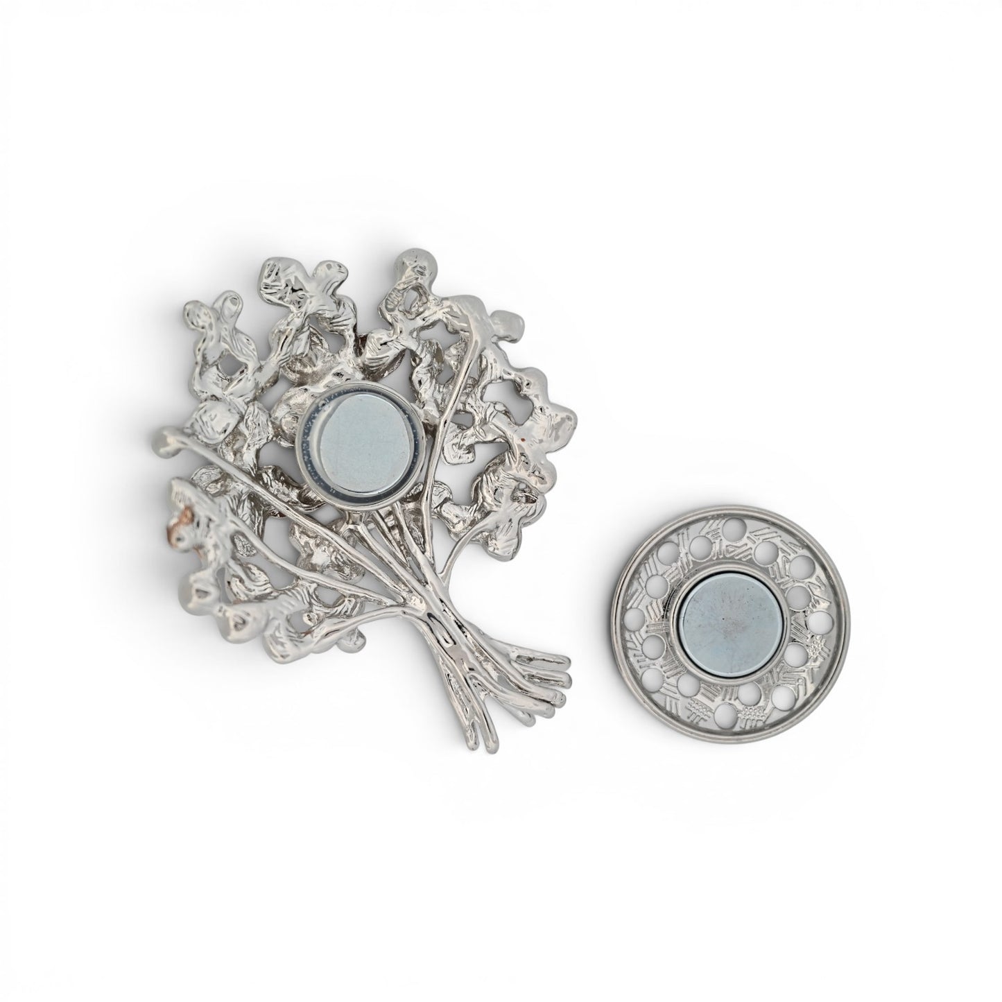 Magnetische Blumen-Brosche als Blumenstrauß in Beige und Rosé, 7 cm hoch