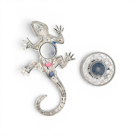 Magnetische Salamander-Brosche in Pastellfarben mit funkelnden Akzenten, 9 cm hoch