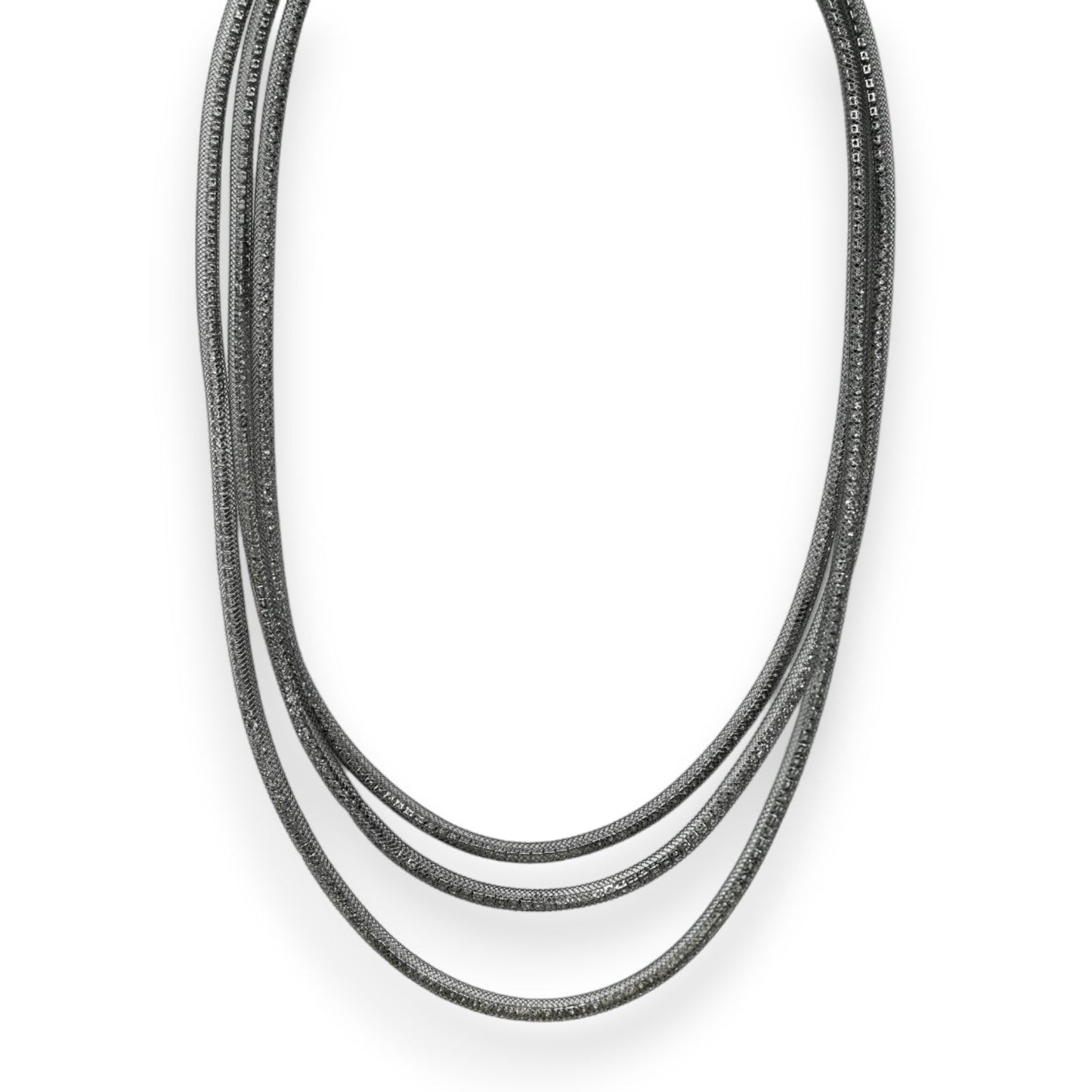 Dunkelgraues Fantasie-Halskette Rohr weiße Kristalle