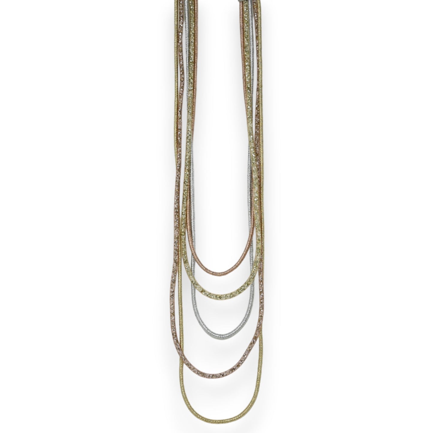 Langer Fantasie-Halskette in Dreifarbiger Mehrreihiger Ausführung