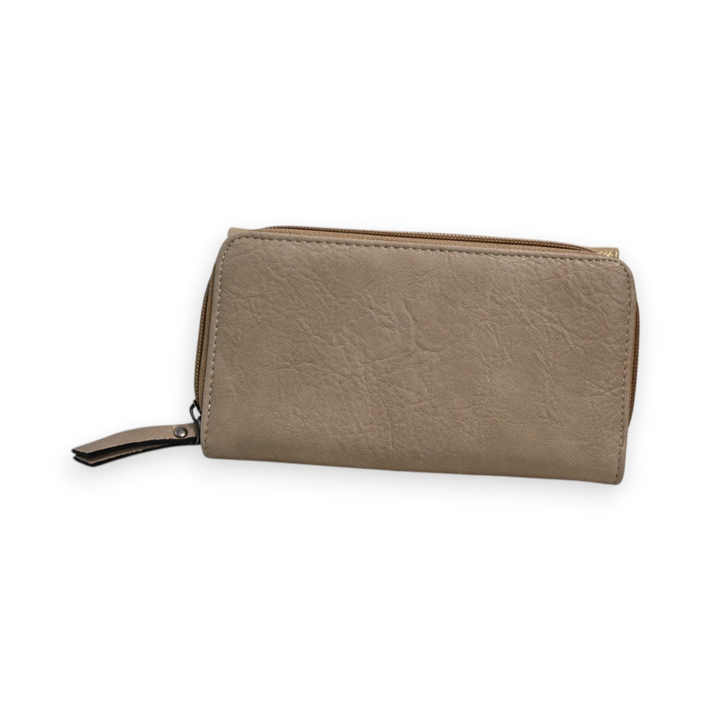 Elegante Damen-Brieftasche in Taupe mit Reißverschluss, aus hochwertigem Leder, ideal für Alltag und besondere Anlässe