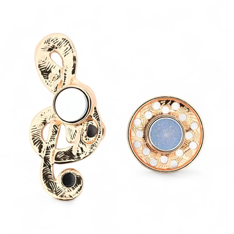 Raffinierter Violinschlüssel schwarzer Email guillochiert Onyx rauchige Strasssteine - elegante raffinierte Brosche