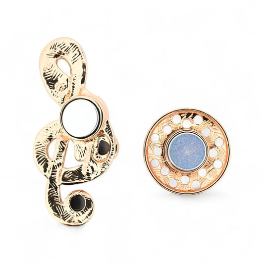 Raffinierter Violinschlüssel schwarzer Email guillochiert Onyx rauchige Strasssteine - elegante raffinierte Brosche