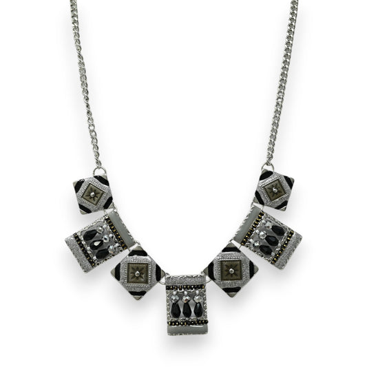 Fantasie Quadrat Patchwork Schmuckset in Schwarznuancen