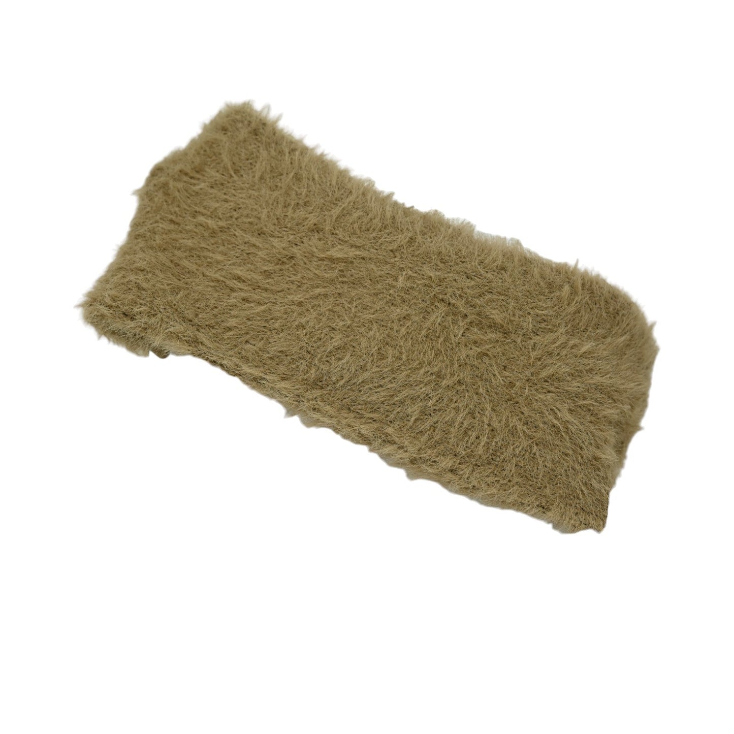 Flauschiges taupefarbenes Stirnband aus weichem Kunstfell für warme Ohren im Winter, rechteckige Form