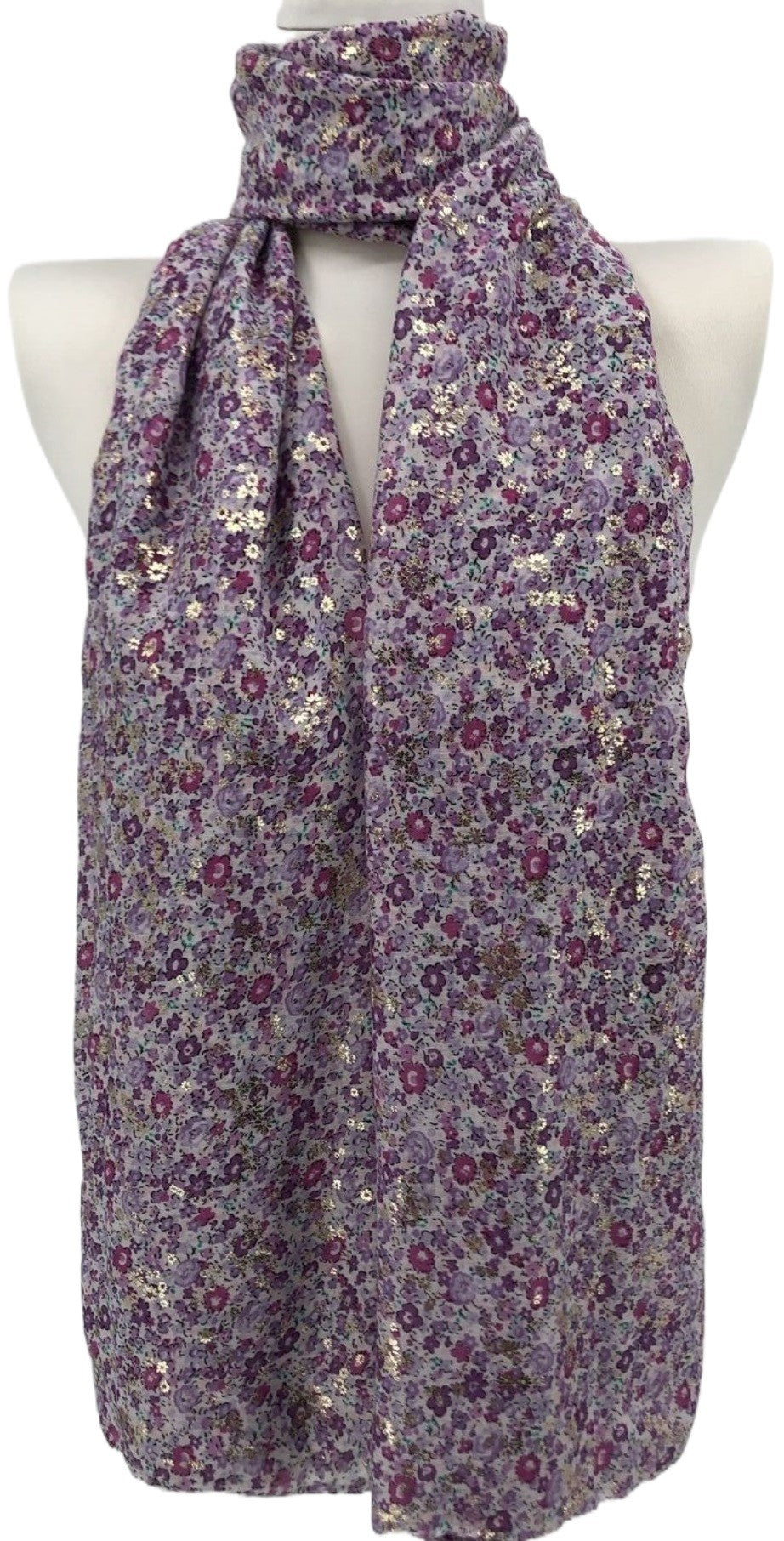 Floral-Schal Liberty Lila mit goldenen Details