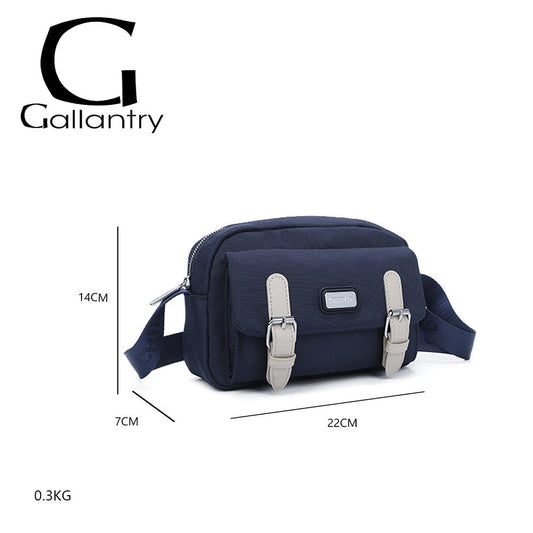 Gallantry marineblaue Umhängetasche mit Reißverschluss und Schnallen, 22x14x7cm, 0,3kg, kompakte Freizeittasche