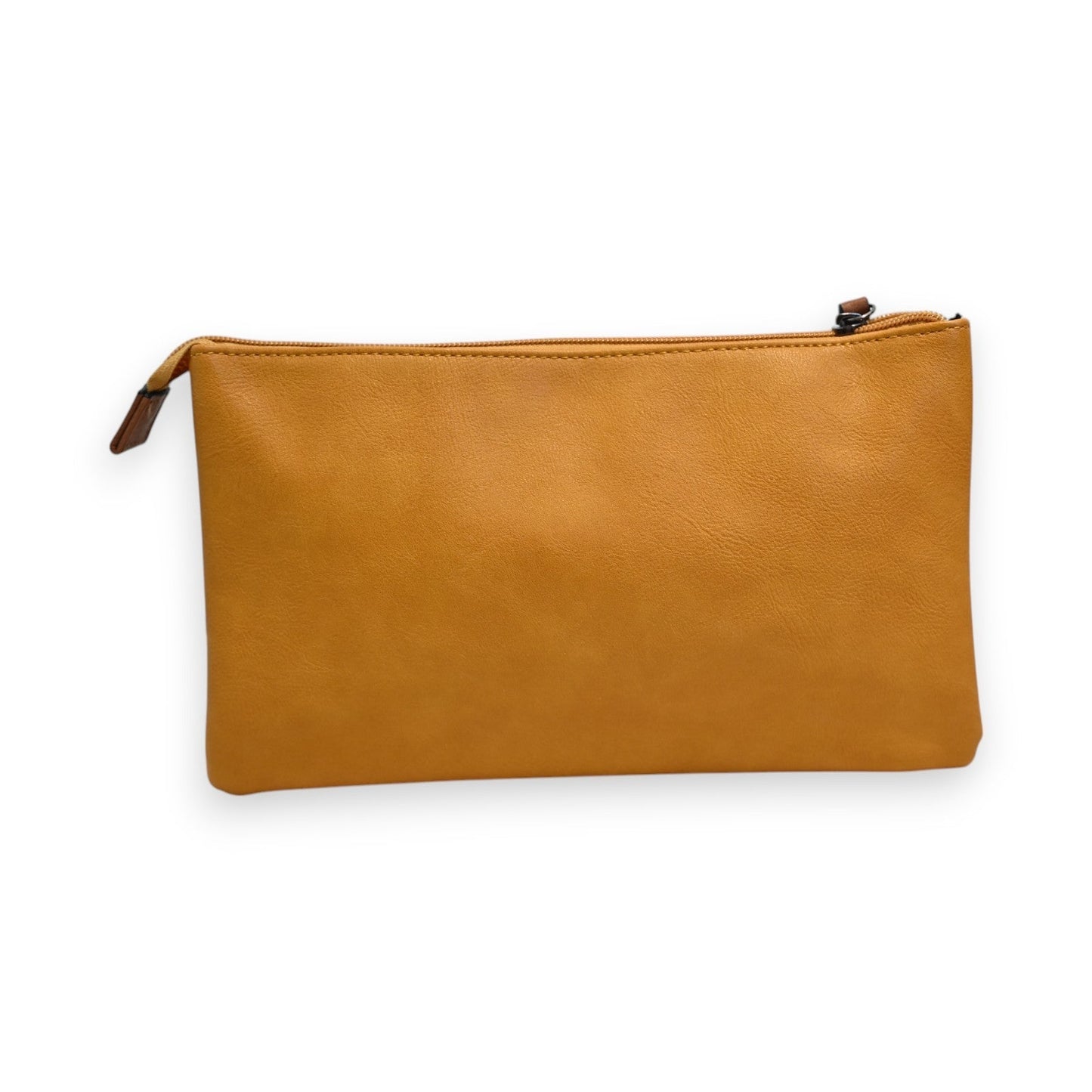 Senfgelbe Leder-Clutch mit Reißverschluss, schlichte elegante Handtasche für Damen, minimalistisches Design