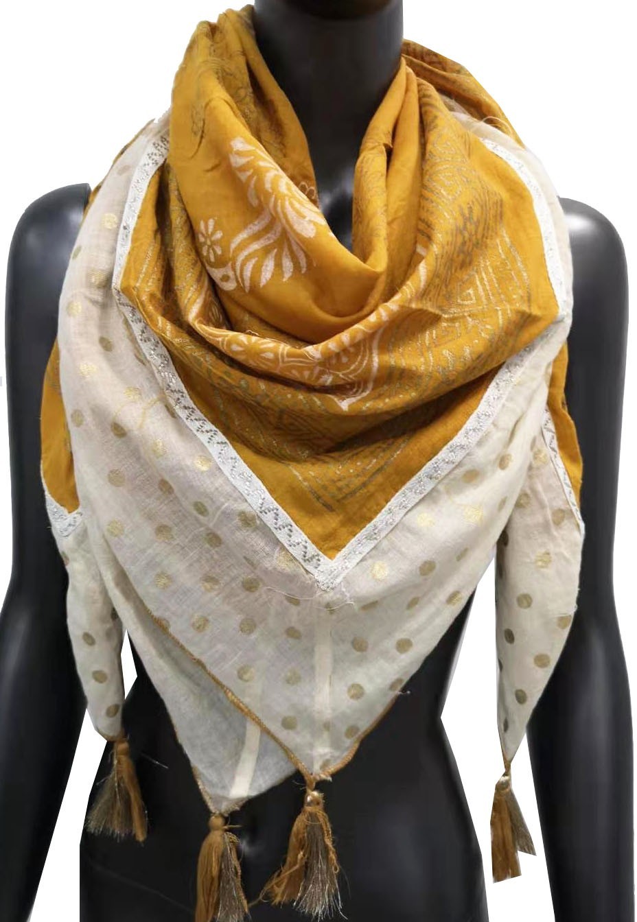 Ethnisches quadratisches Halstuch mit goldenen Details