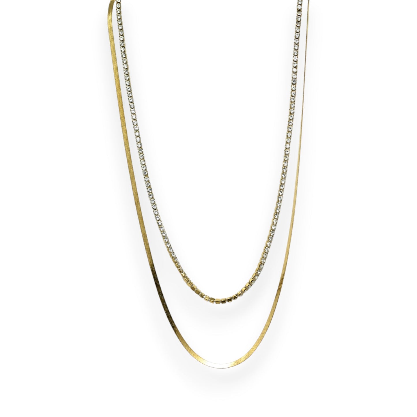 Goldener Stahlhalskette mit 2 verschiedenen verbundenen Ketten