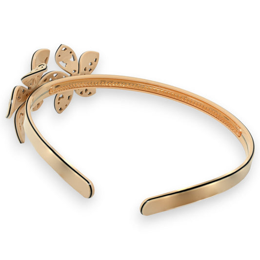 Eleganter goldener Haarreif mit filigranem Blattmuster, offene Form, modisches Haaraccessoire für Damen