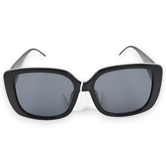 Große schwarze Sonnenbrille mit eckigem Rahmen und dunklen Gläsern, elegant und modern