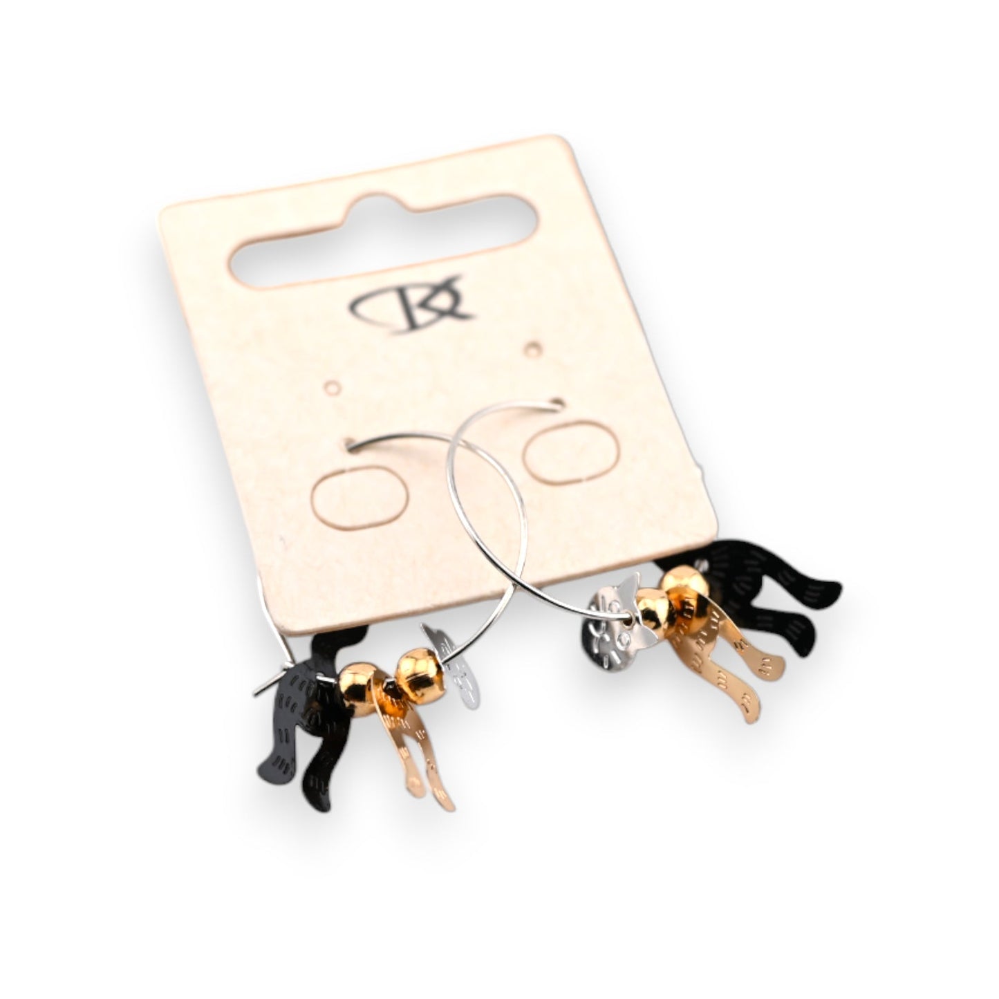 Hängende 3D-Katze-Fantasie-Ohrringe, schwarz