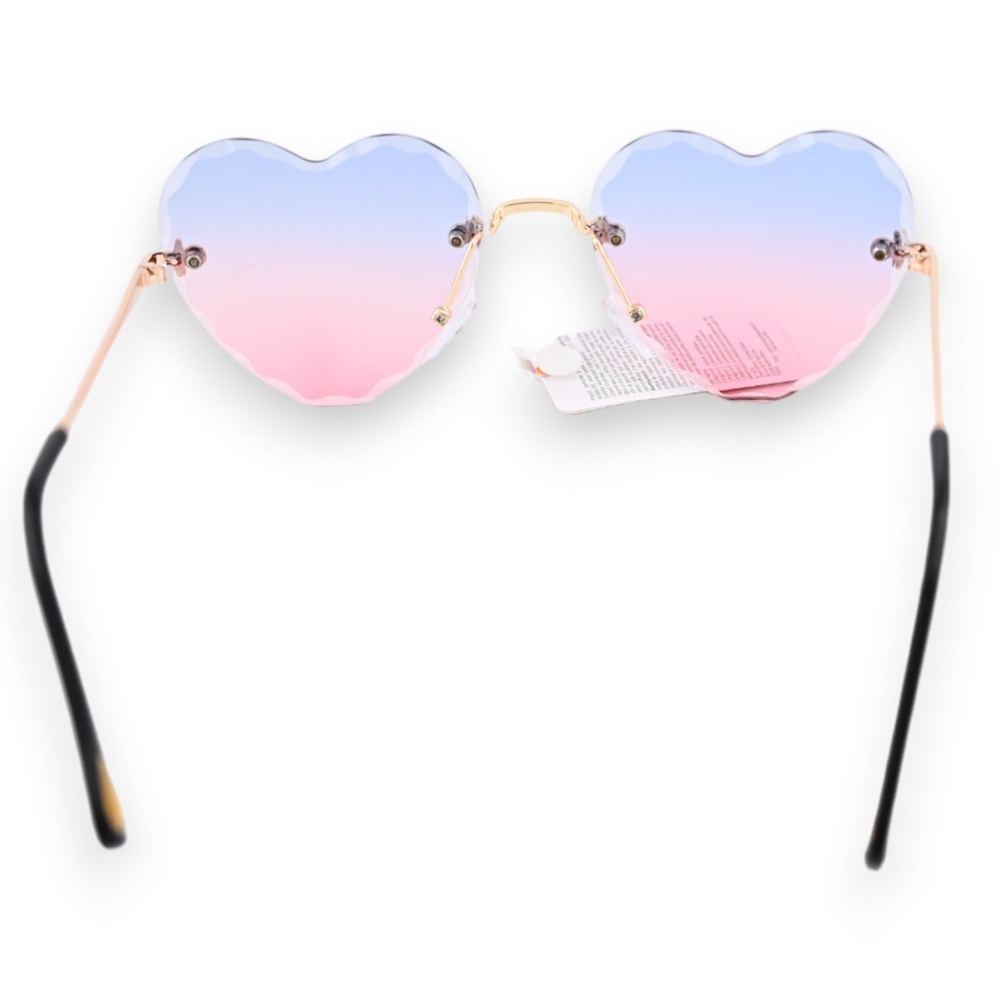 Herzförmige Sonnenbrille mit pastellfarbenem Farbverlauf von Blau zu Rosa, Vintage-Stil, Metallfassung, Produktfoto