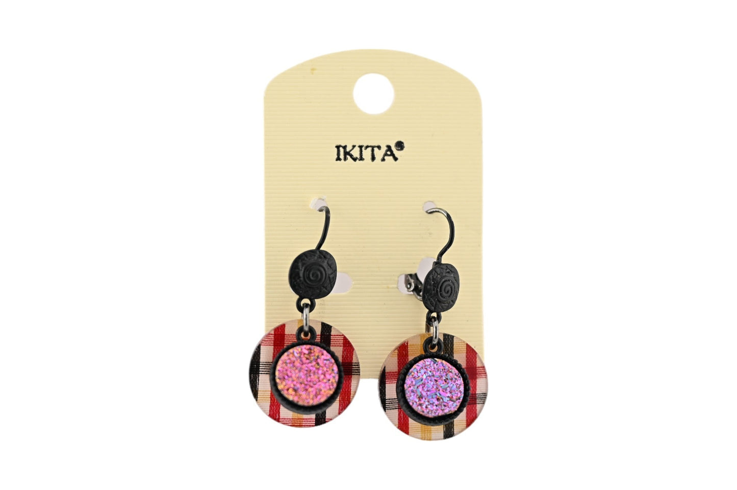 Ikita Ohrringe aus schwarzem Metall mit Brisur-Verschluss