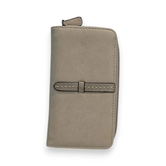 Beige Leder-Portemonnaie Élégance Mélanie Paris mit Klappverschluss und Detail...