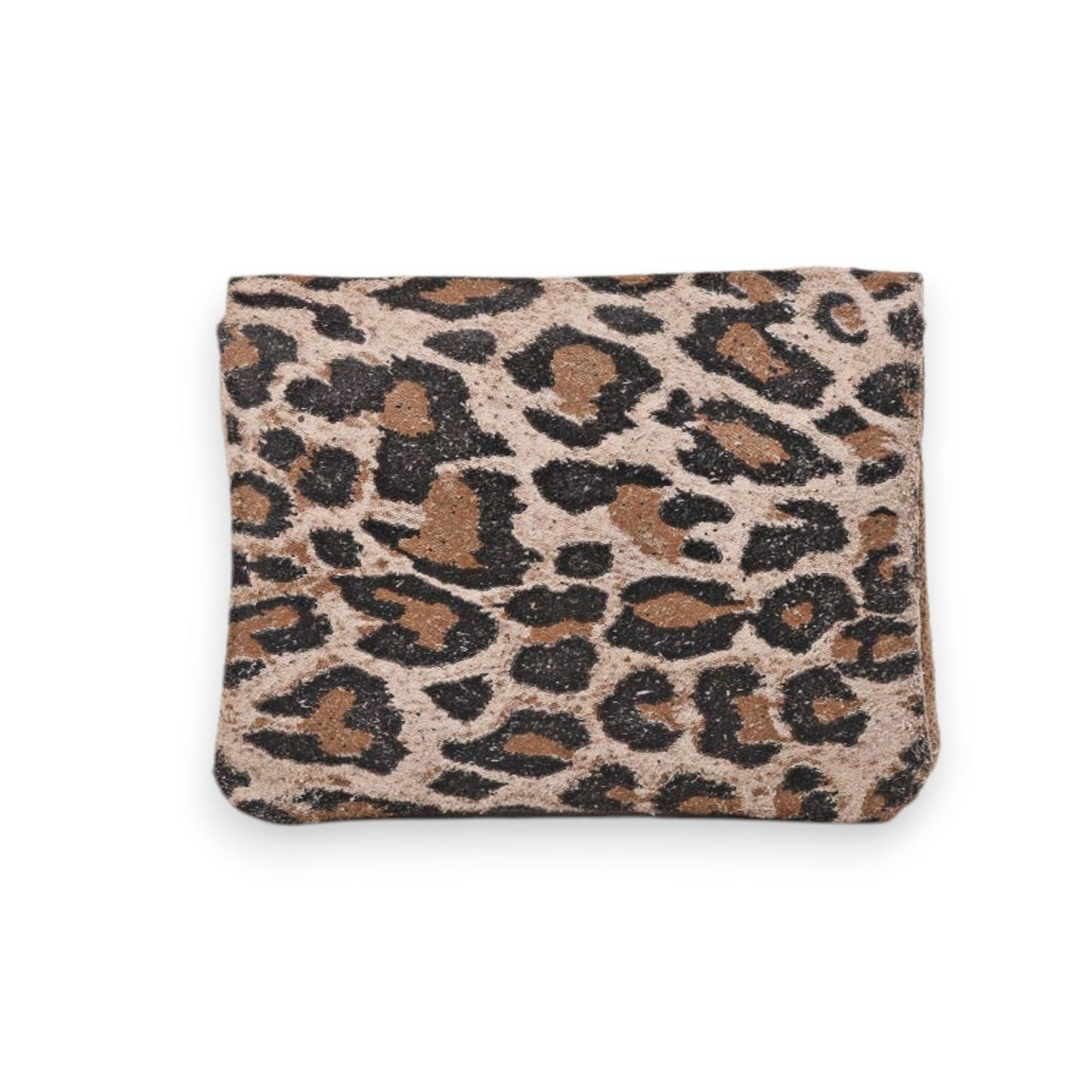 Geldbörse mit Leopardenmuster in Beige, Braun und Schwarz, Wildleder-Optik, quadratische Form, kompaktes Design