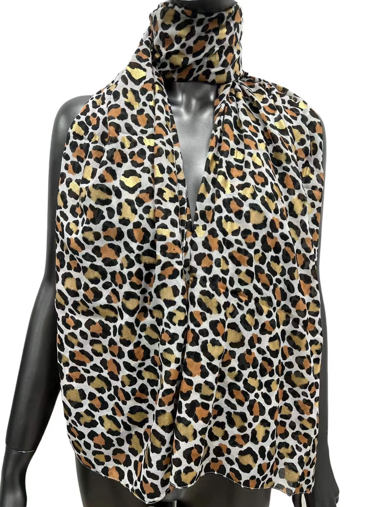 Leopardenmuster Schal mit goldenen Details