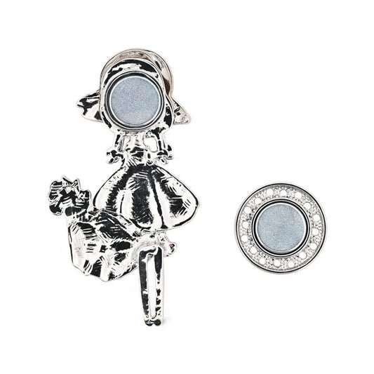 Magnetische Brosche elegantes kleines Mädchen Blumentasche Schleife