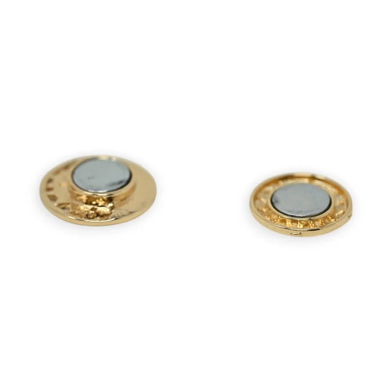 Runde goldene magnetische Broschen mit Lebensbaum-Motiv und silbergrauem Zentrum