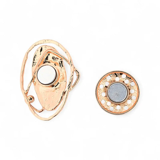 Moderne Skulptur Naturstein fließende Linien Roségold - einzigartige künstlerische Brosche