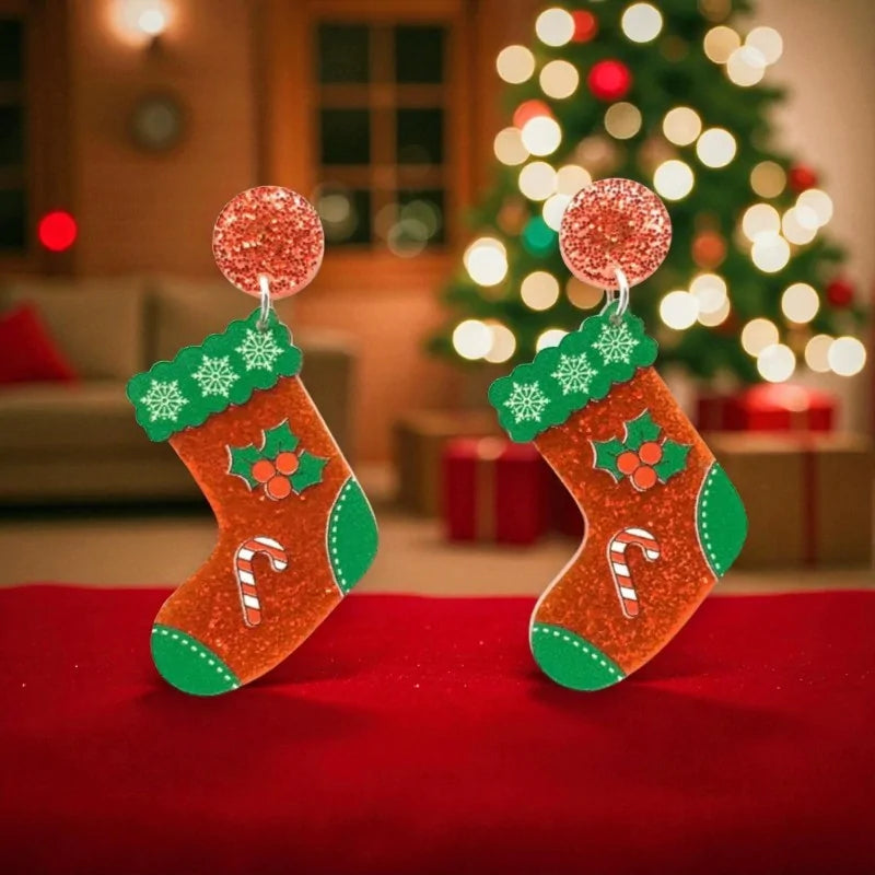 Fantasie-Ohrringe Weihnachtssocken aus Harz