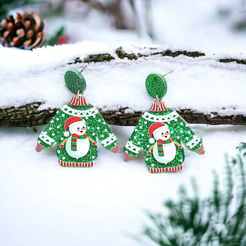 Weihnachts-Schneemann Modeschmuck Ohrringe