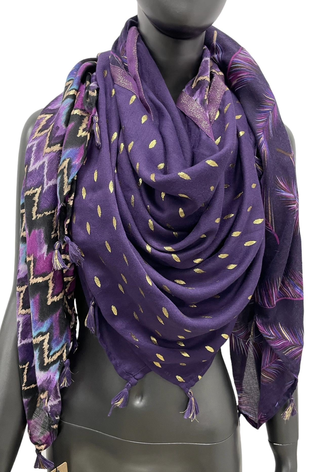 Patchwork-Schal Vier Jahreszeiten Purple Dream