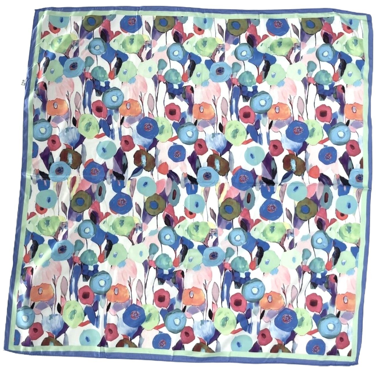 Quadratischer Blumenschal in pastellfarbenen Frühlingstönen