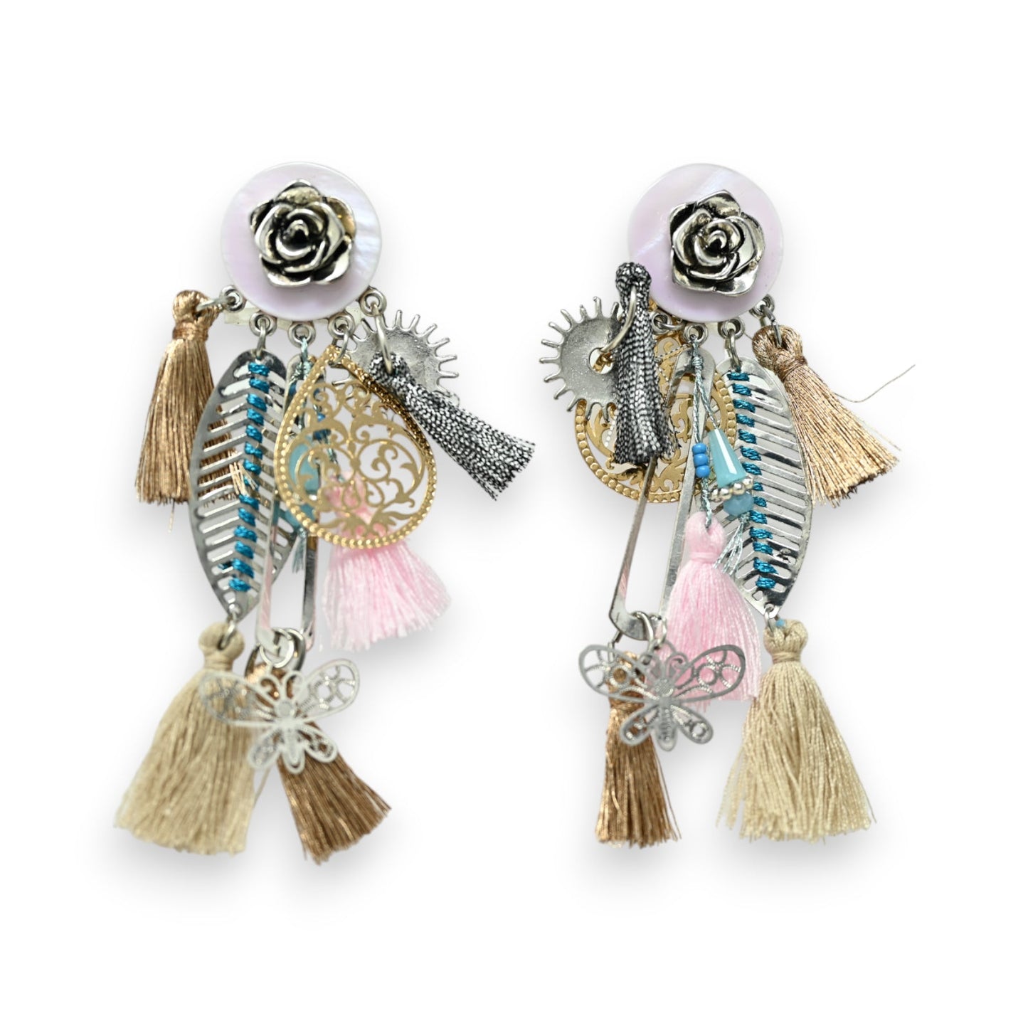 Romantische rosa Clip-Ohrringe