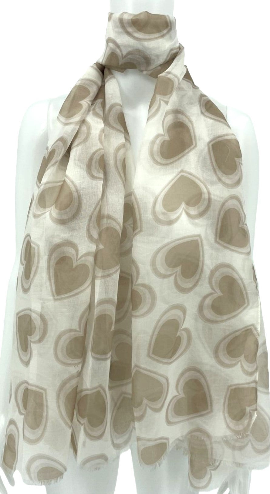 Romantisches Herz-Halstuch in Beige und Taupe