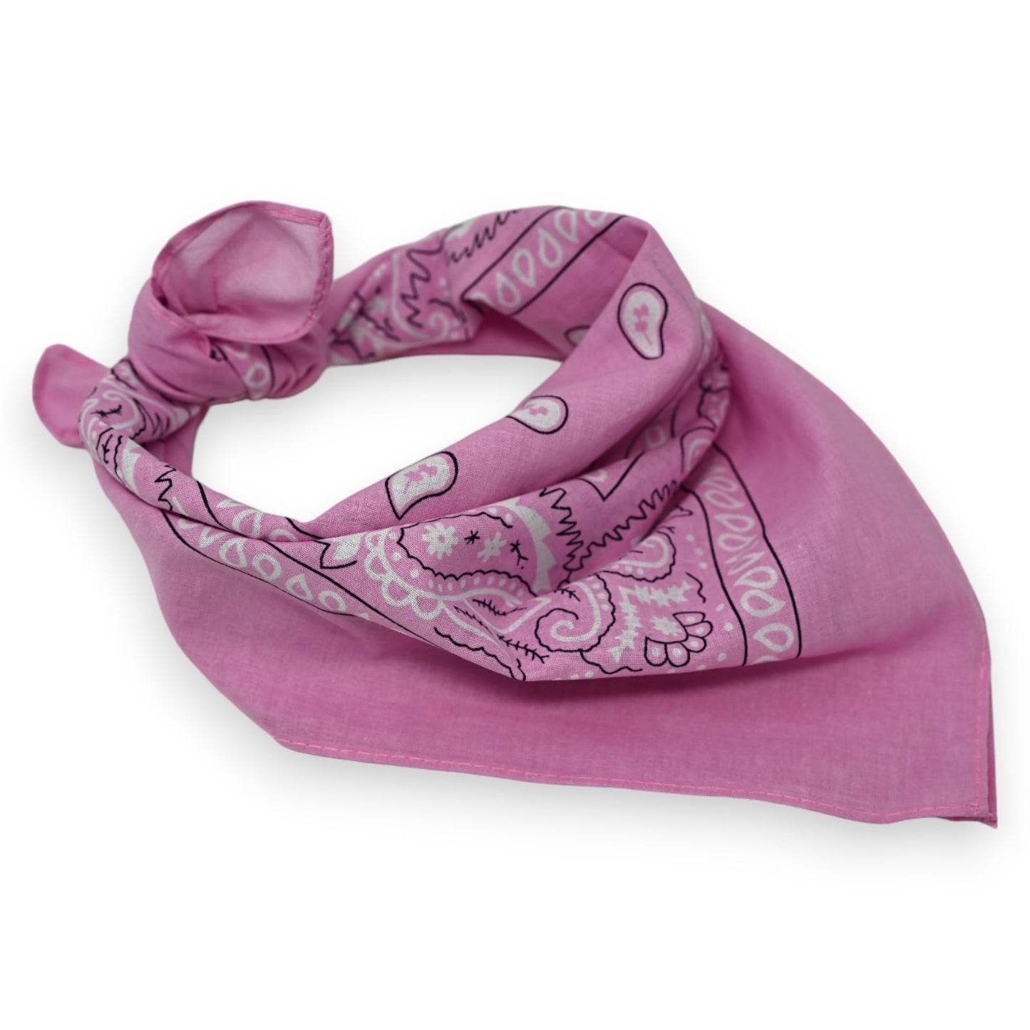 Rosa Bandana mit Paisley-Muster, klassisches Kopftuch in Pink mit weißen Verzierungen, quadratisches Accessoire