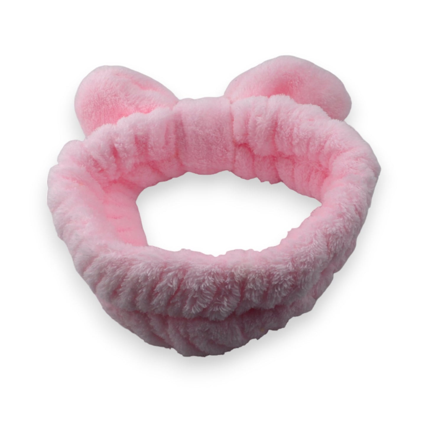 Flauschiges rosa Stirnband mit Katzenohren für Make-up und Hautpflege, weich und dehnbar