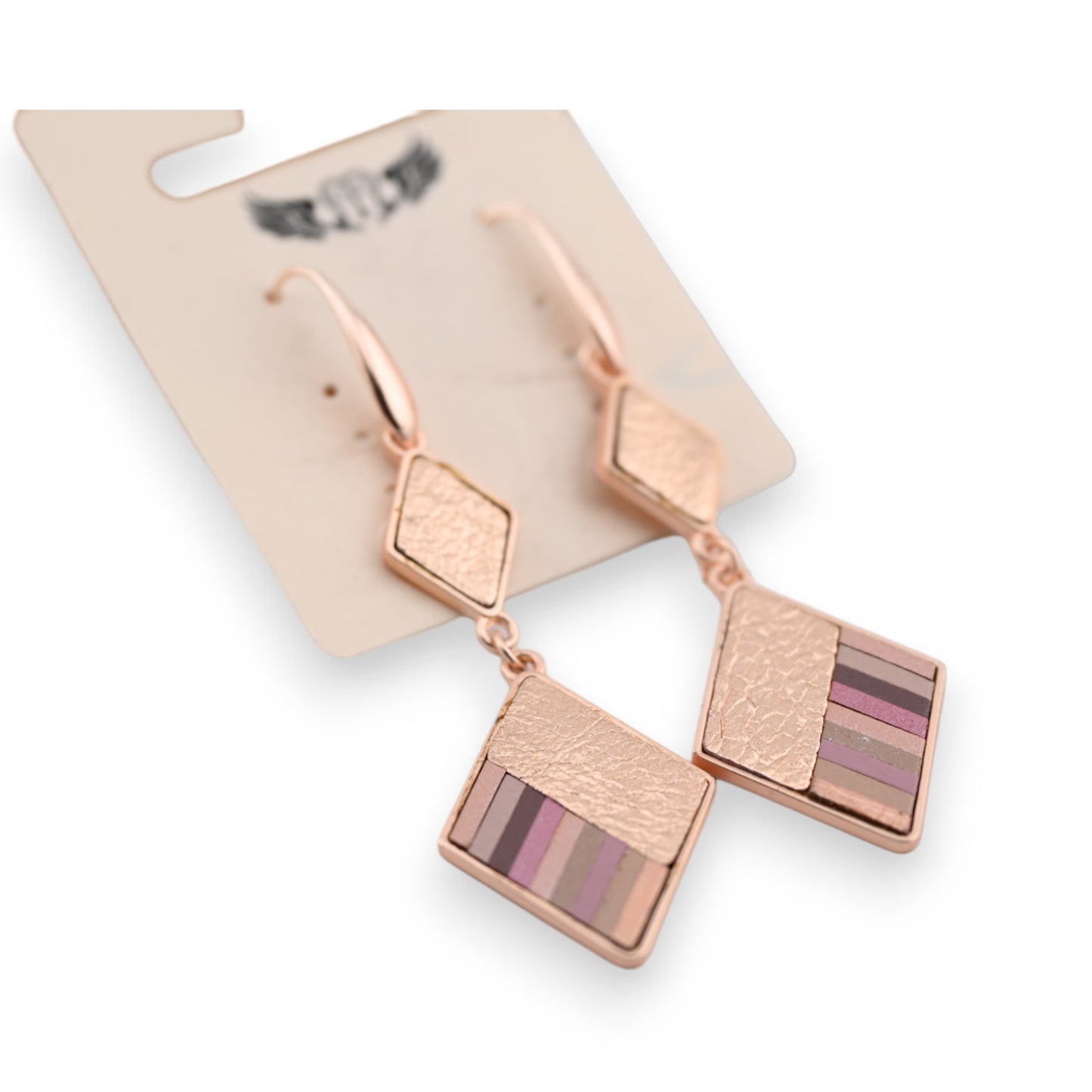 Hängende Ohrringe aus geometrischem Diamanten in Roségold