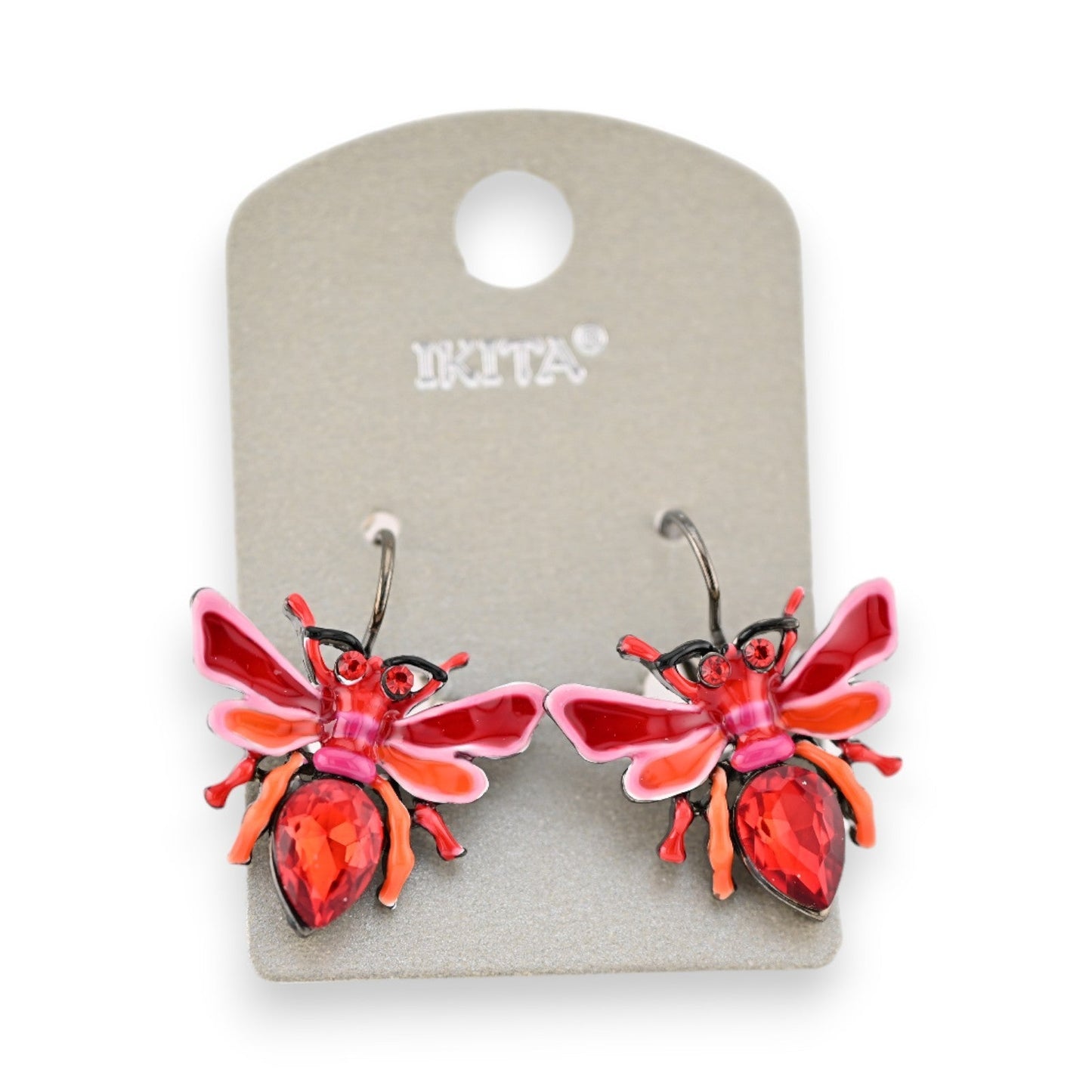 Rote Strass-Insekten-Ohrringe von Ikita