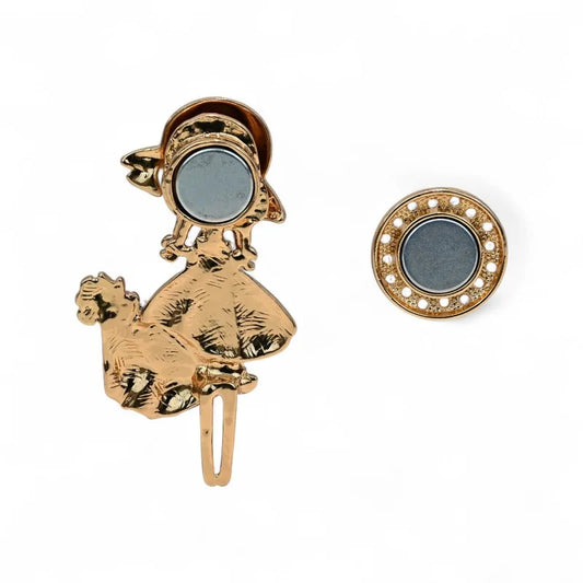 Magnetische Rückseiten-Brosche Mädchen Hut Vintage