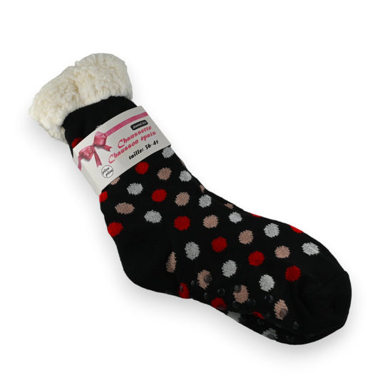 blancsSchwarze Socken mit weißen Punkten