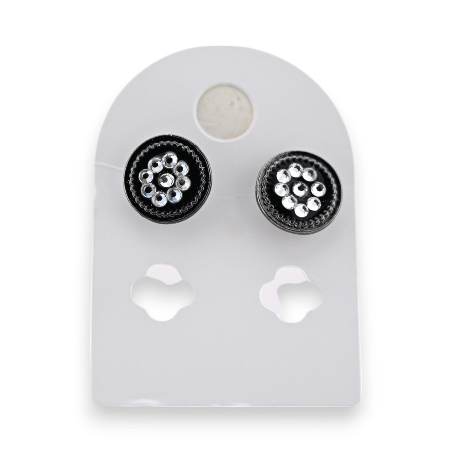 Runde Ohrringe aus schwarzem Metall