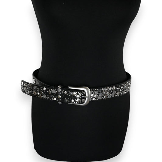Ceinture femme cloutée argentée et noire