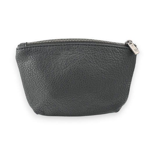 Schwarzes synthetisches Leder-Portemonnaie mit Reißverschluss, kompakte Form, texturierte Oberfläche, praktisch und stilvoll