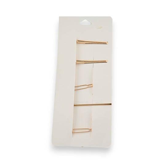 Set von 5 goldenen Haarspangen auf weißer Karte, minimalistisches Design für eleganten Haarschmuck
