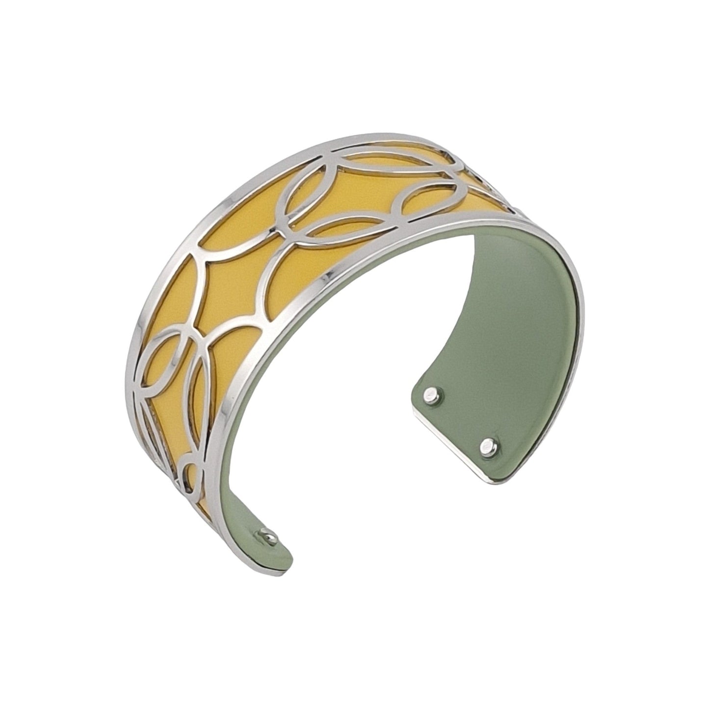 Armband Manschette Fein Silber Finish Kunstleder Senf und Wassergrün